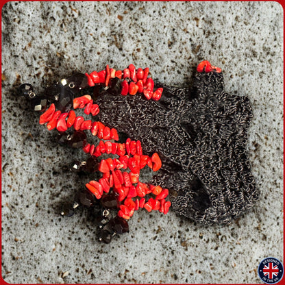 CORAL | Black Crystal Silk Crochet Necklace