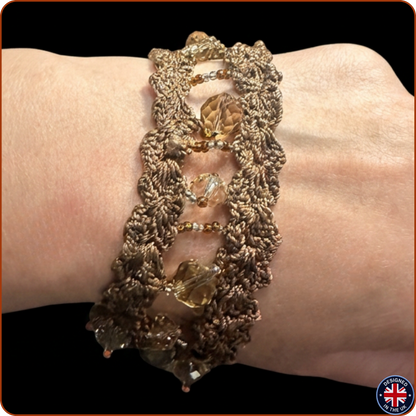 CRYSTAL | Brown Crystal Silk Crochet Necklace and Bracelet Set