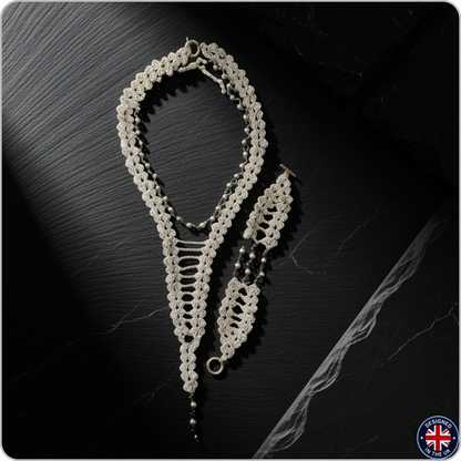 ONYX | Black and Silver Crochet Necklace and Bracelet Set