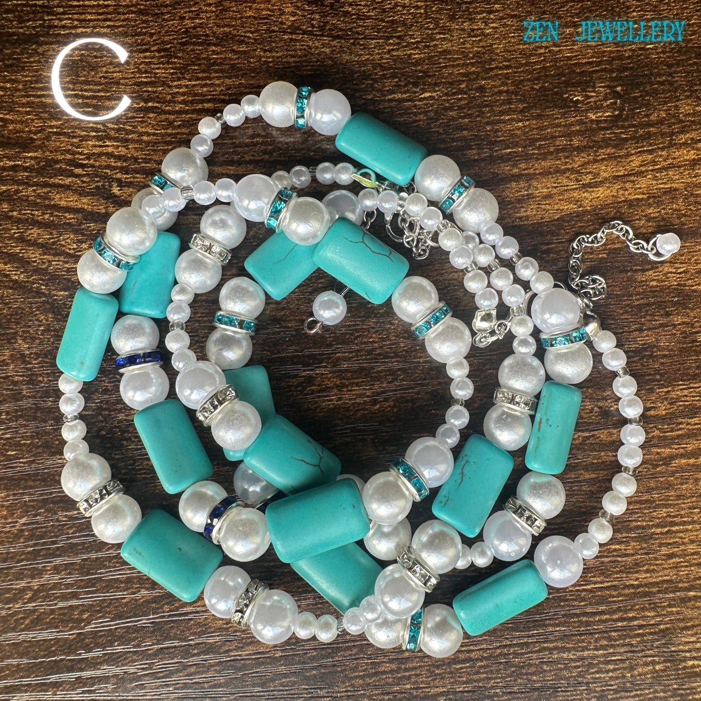 TURQUOISE PEARL | Necklace Bracelet Set | Sterling Silver | Boho Jewellery | Women Elegant Style