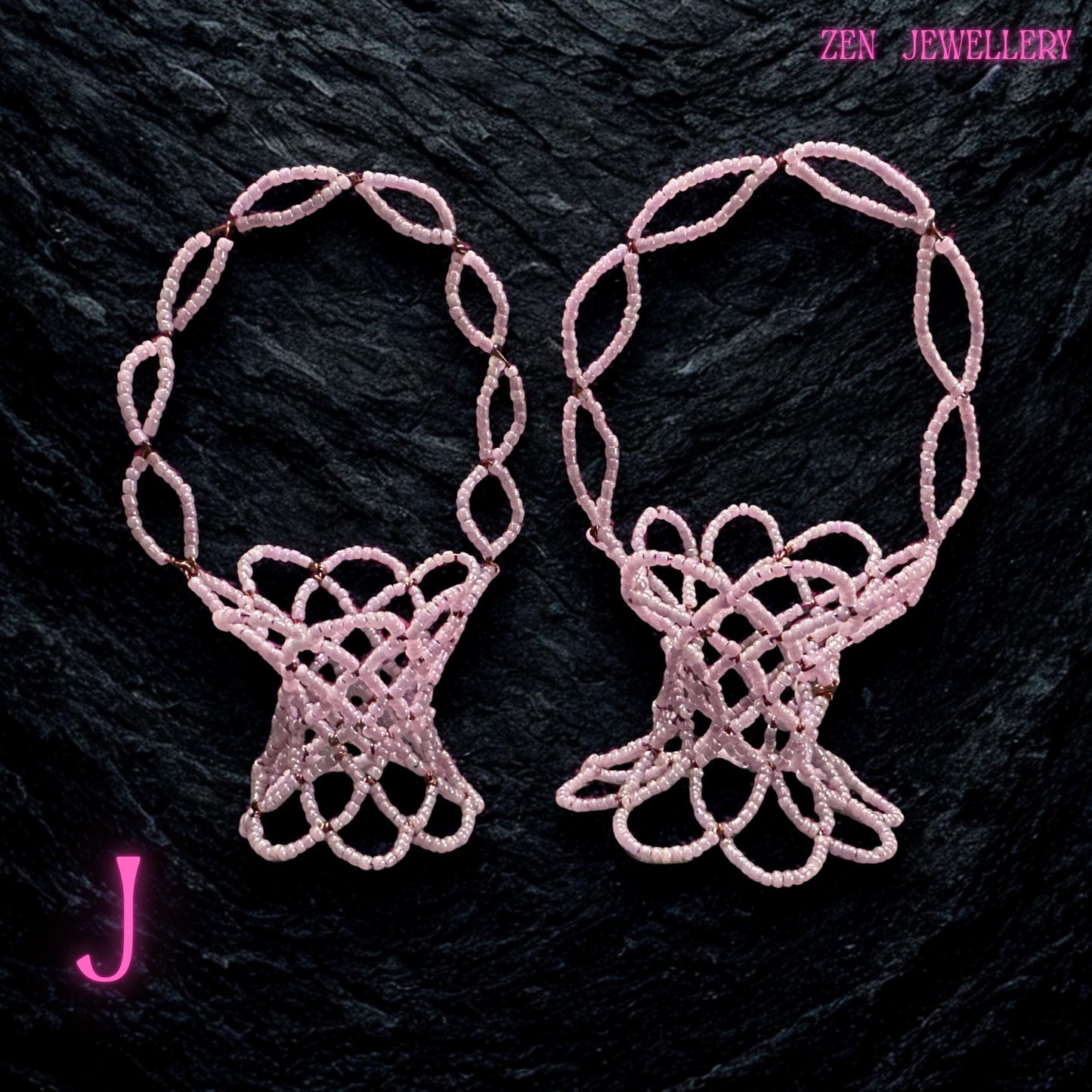 Mini Basket Pink Glass Seed Beads Floral Handmade Decor Ornament