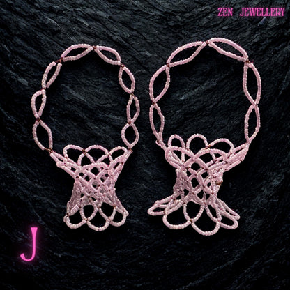 Mini Basket Pink Glass Seed Beads Floral Handmade Decor Ornament