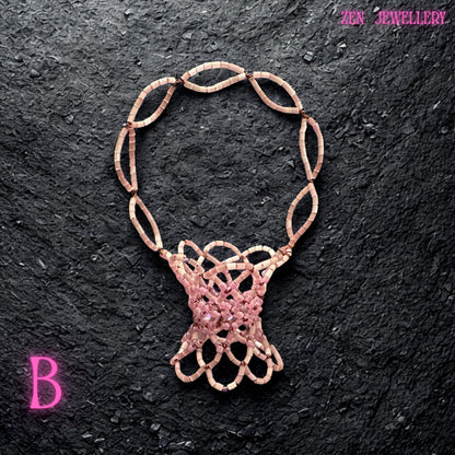 Close-up view of a pink beaded basket showcasing detailed Miyuki beadwork and smooth woven texture