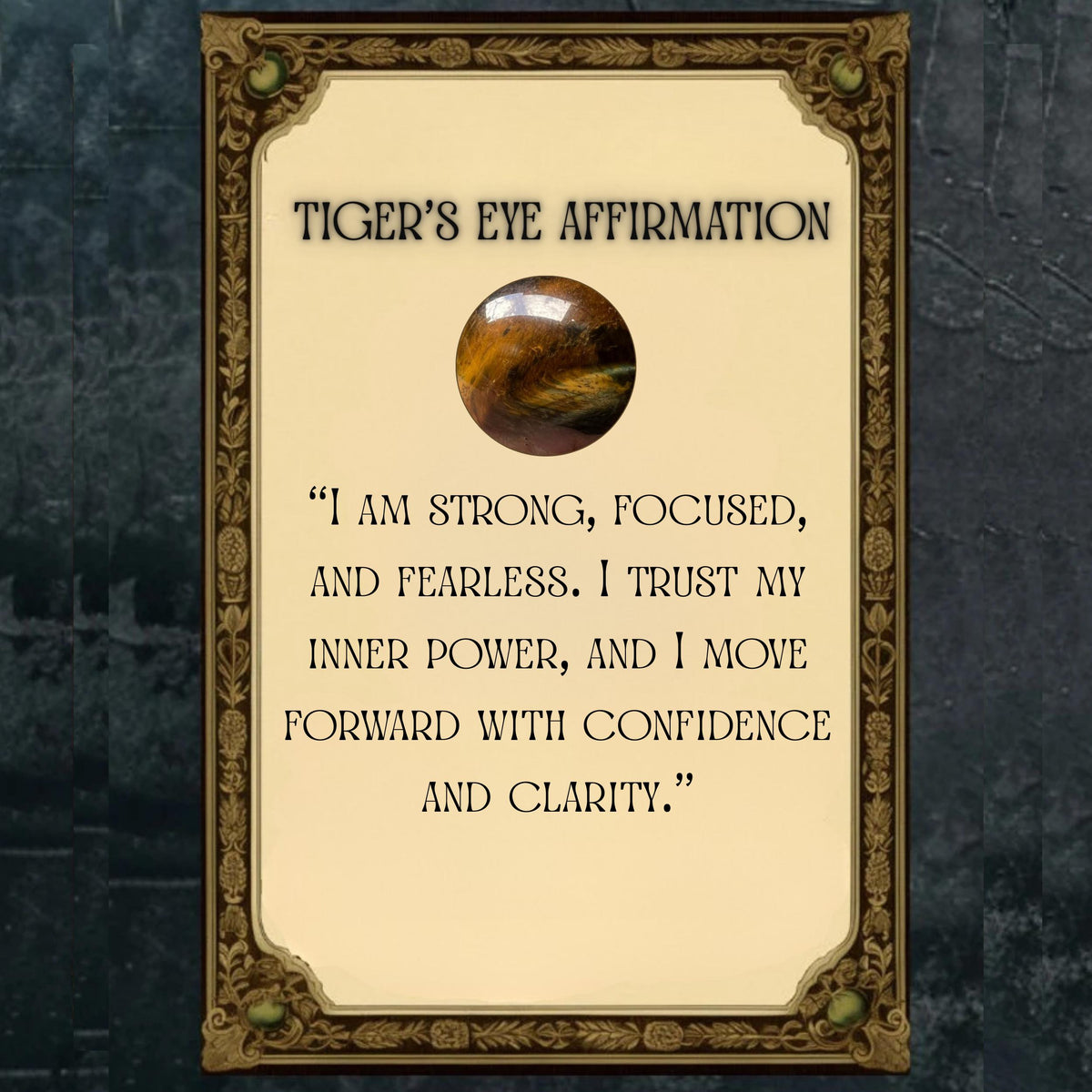 affirmation card for tiger eye stone