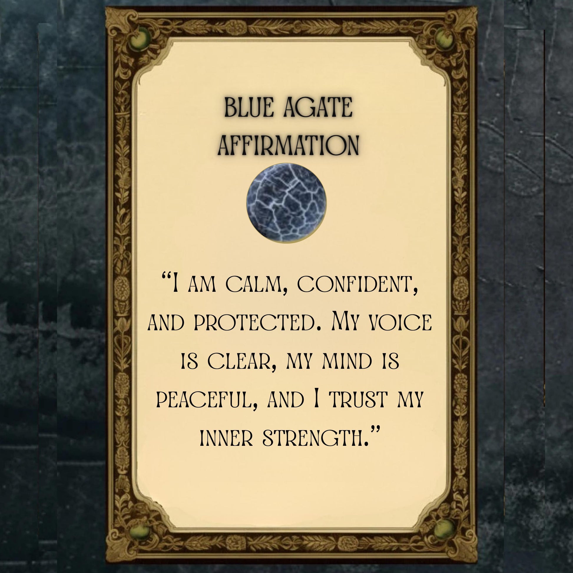 cracked agate bracelet and necklace affirmation card