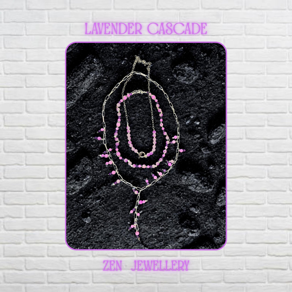 Layered blush and fuchsia gemstone style necklace for women