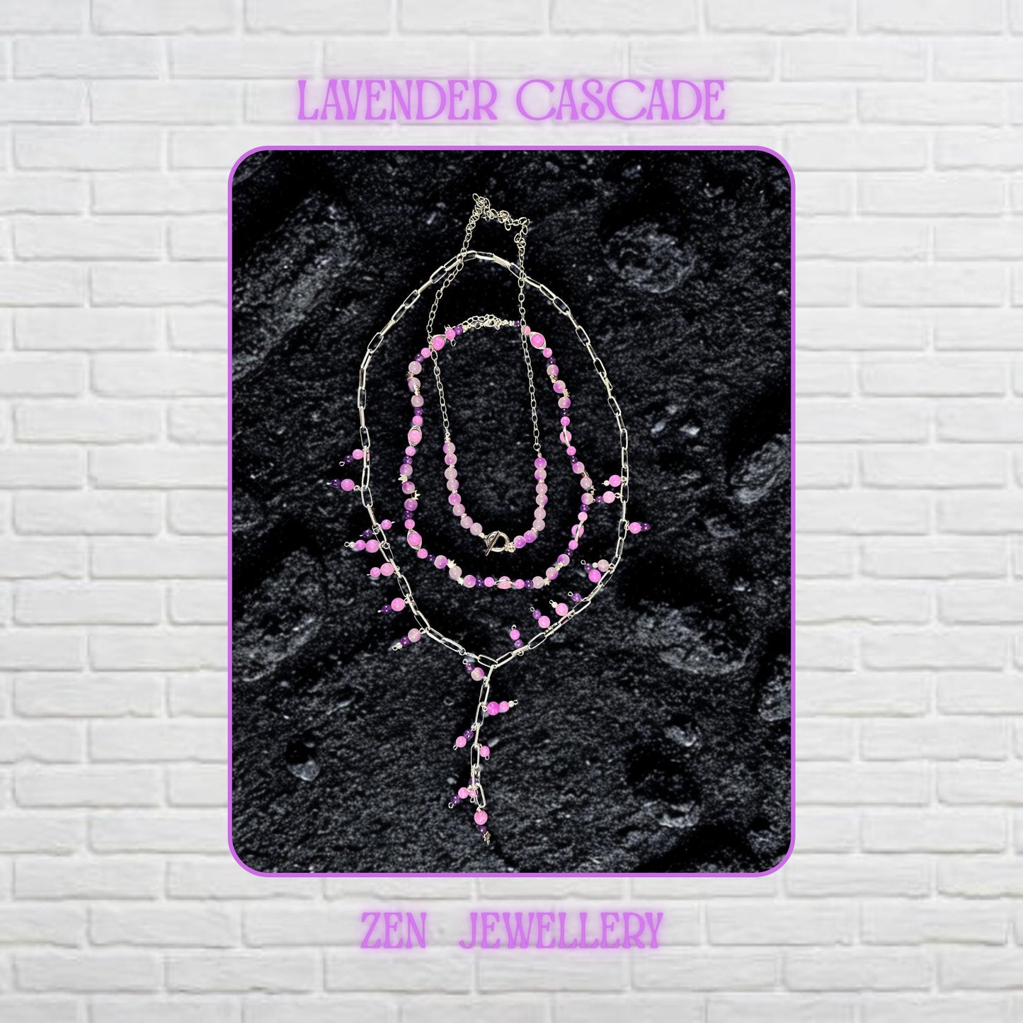 Layered blush and fuchsia gemstone style necklace for women