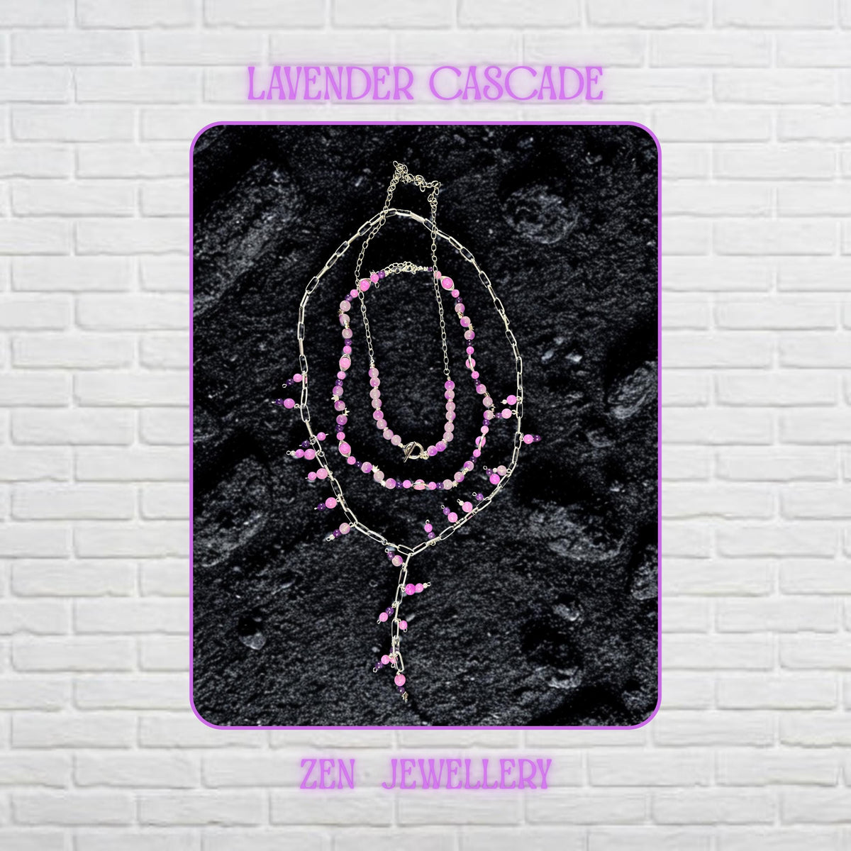 Layered blush and fuchsia gemstone style necklace for women