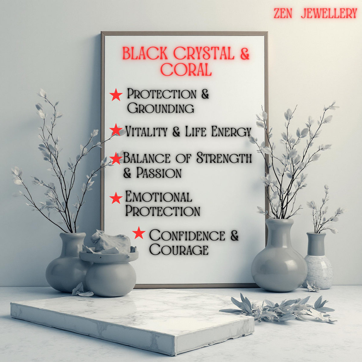 benefits for wearing black crystal and coral
