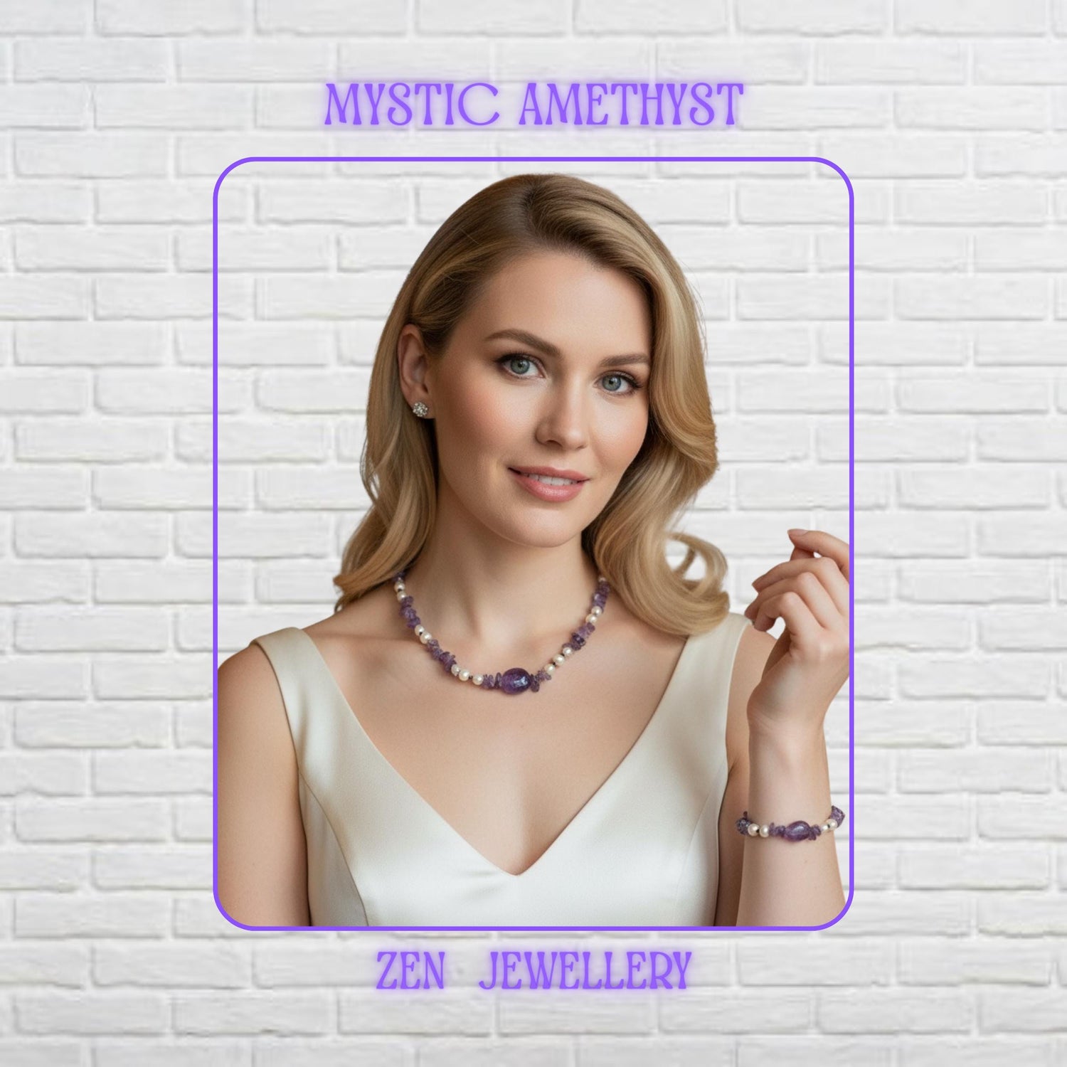 • This handmade AMETHYST PEARL necklace and bracelet set features natural purple amethyst chip gemstones combined with creamy pearl-style beads and silver clasp details for an elegant bohemian jewellery look. The soft lavender and deep purple tones create calming contrast against the light textured background while the polished gemstone focal beads add shine and graceful movement. Necklace length approximately 57 cm or 22.4 inches and bracelet le