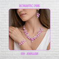 Long handmade AVENTURINE statement necklace displayed on a model with matching bracelet and dangling earrings in soft pink, lilac, lavender, and pearl white tones.  Small silver spacer beads and pearl-like accents add contrast and luxurious detail, while the adjustable chain extension includes a tiny silver star charm for a delicate celestial finish.