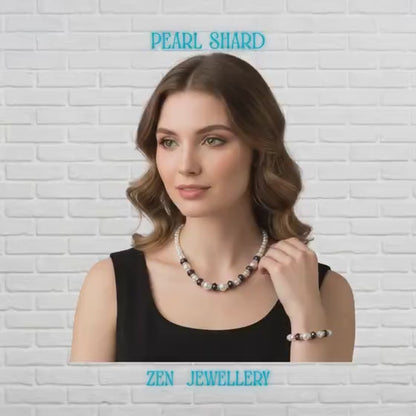PEARL | CRYSTAL | White Purple Necklace Bracelet Set