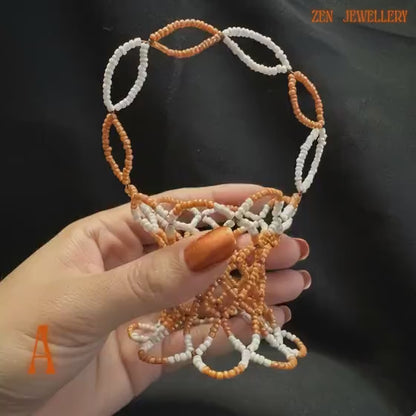 MINI BASKET | Orange White Miyuki Beaded Handmade Decor