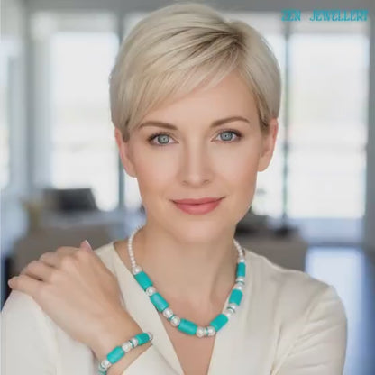TURQUOISE | PEARL Necklace Bracelet Set