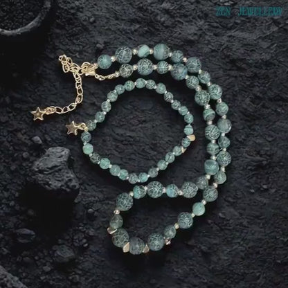 AGATE | Blue Crackle Necklace Bracelet Set | Silver Star